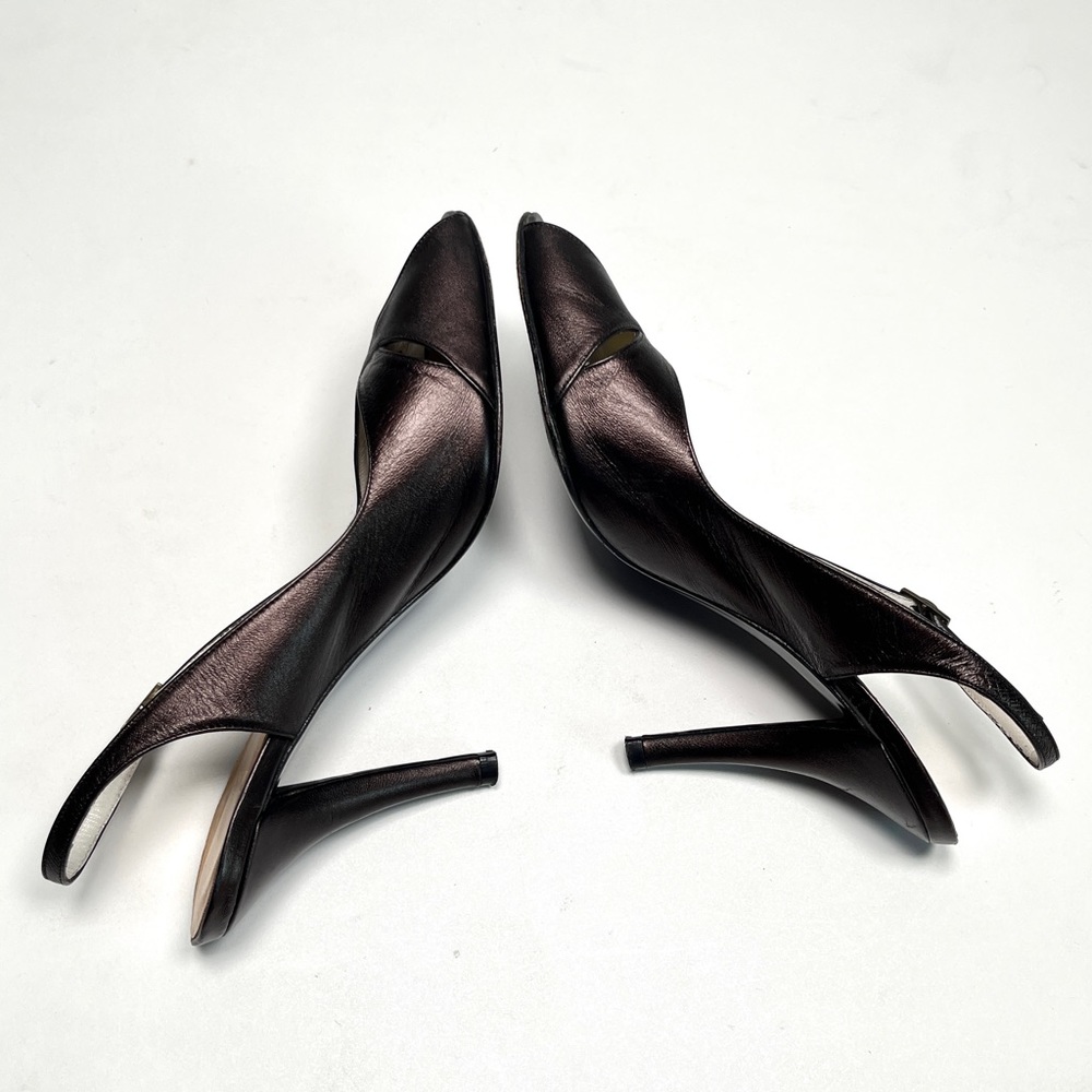 Stuart Weizman Open Toe Sling Back Heel Leather S… - image 5